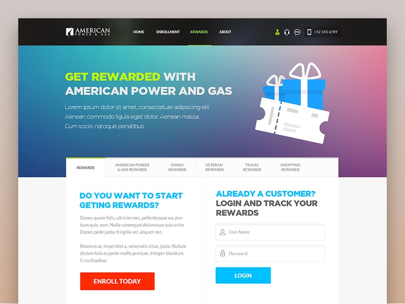 American Power And Gas Rewards Page By Vasil Kamarashev On Dribbble