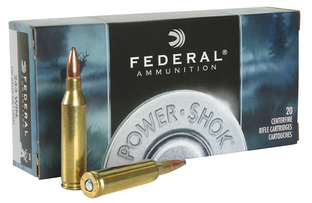 Federal 243B Power Shok 243 Win 100 Gr Jacketed Soft Point JSP 20 Bx 