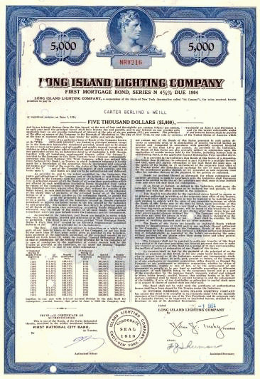 Long Island Lighting Company 5 000 Bond Now Long Island Power