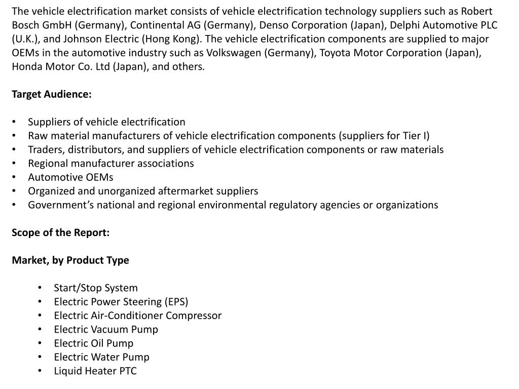 PPT Vehicle Electrification Market To Hit 92 59 Billion USD By 2022 