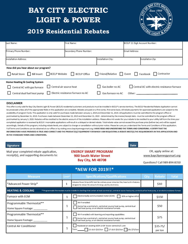 Rebates For Your Home BAY CITY ELECTRIC LIGHT POWER ENERGY SMART 