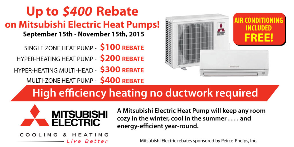 Rebates On Mitsubishi Air Conditioning Ductless Duct free Mini split 