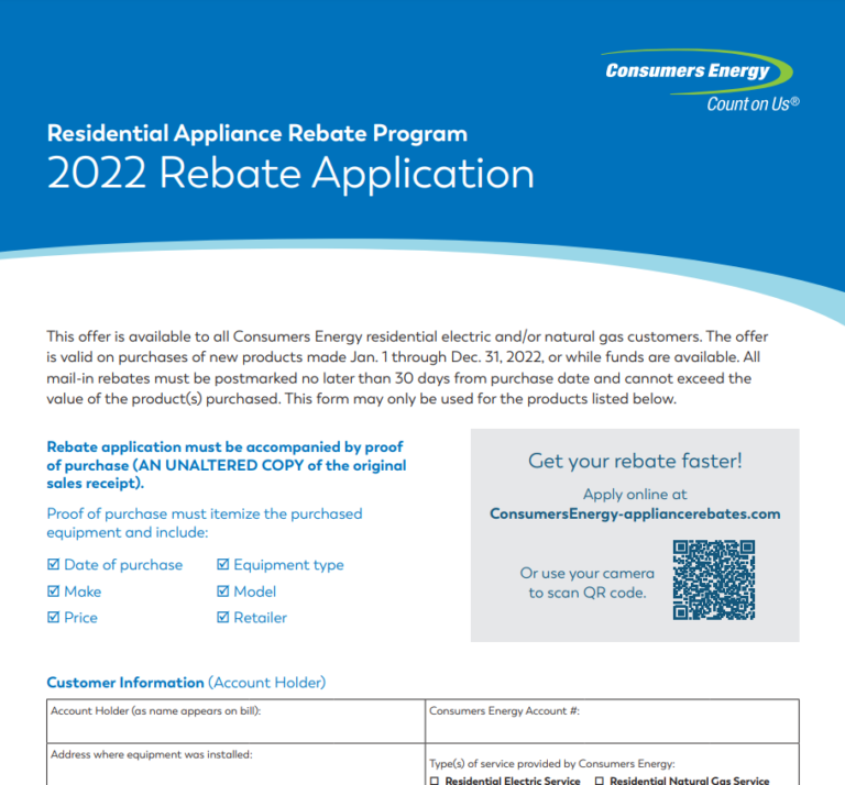 Consumers Energy Rebate Form 2022 Kentucky Printable Rebate Form