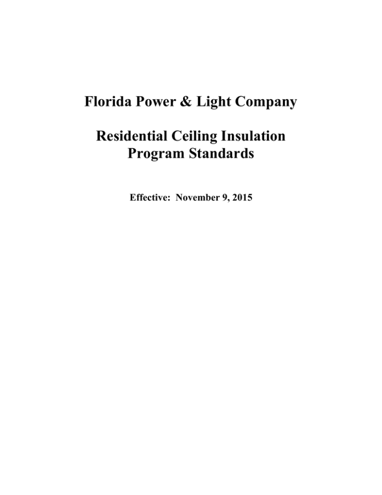 Residential Ceiling Insulation Program Standards