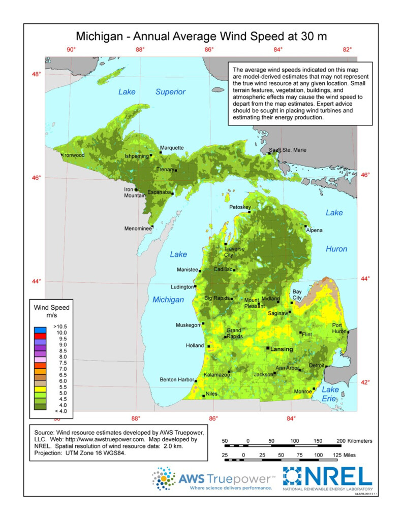 WINDExchange Michigan 30 Meter Residential Scale Wind Resource Map