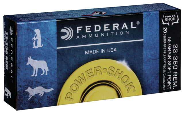 Federal Premium Power Shok 22 250 Remington 55 Grain Jacketed Soft 