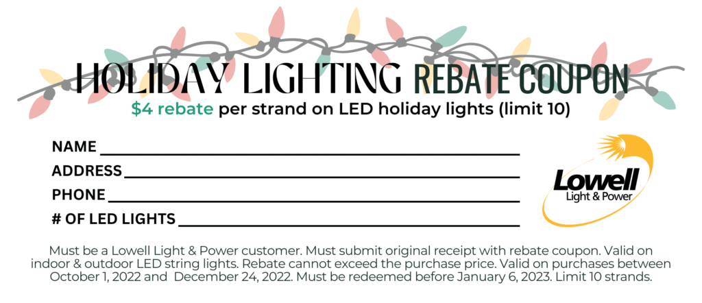 Holiday Lighting Rebate Coupons Now Available Lowell Light Power