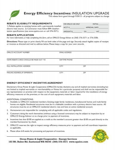 Insulation Rebate Form OPALCO