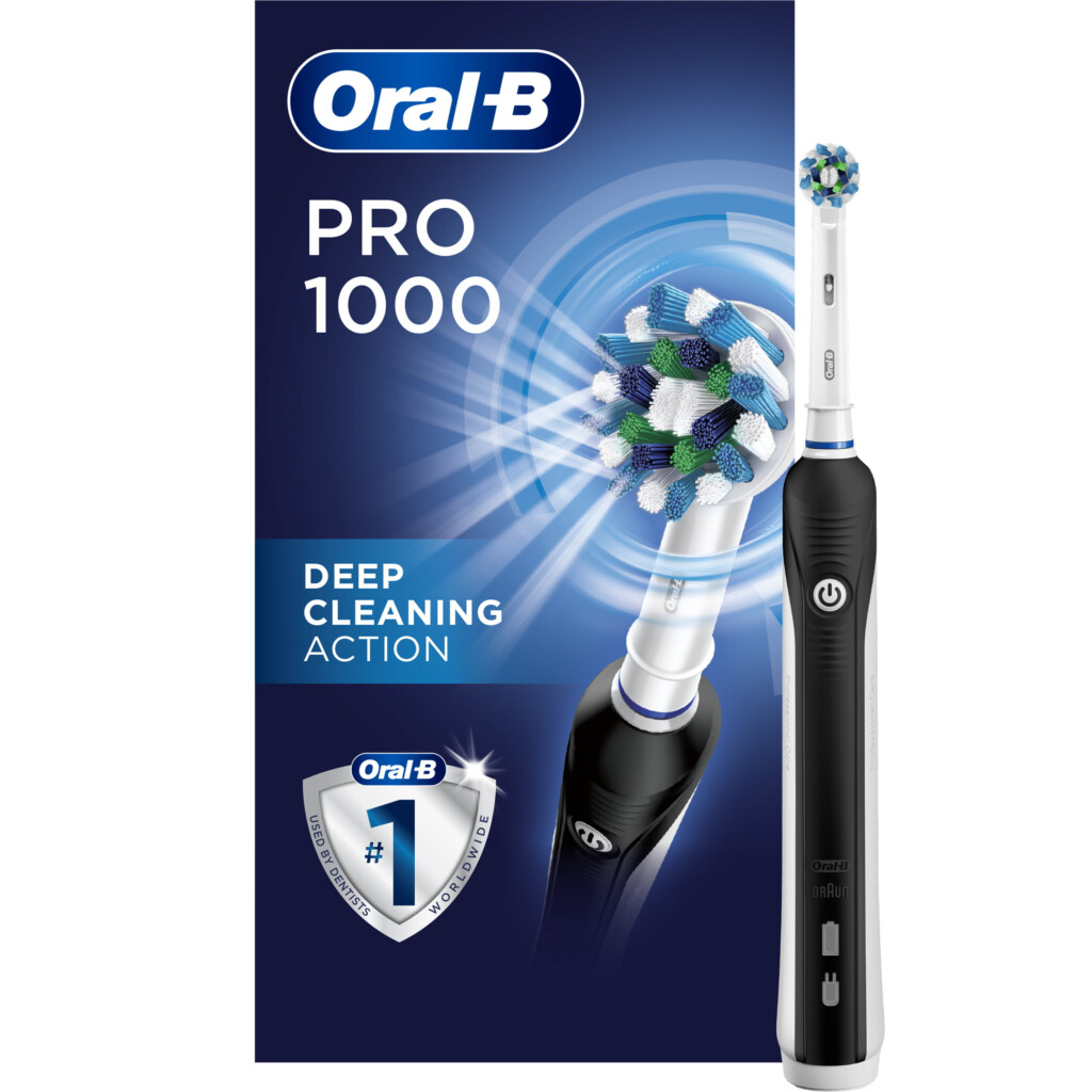 Oral B 1000 Crossaction Electric Toothbrush Rechargeable Black 