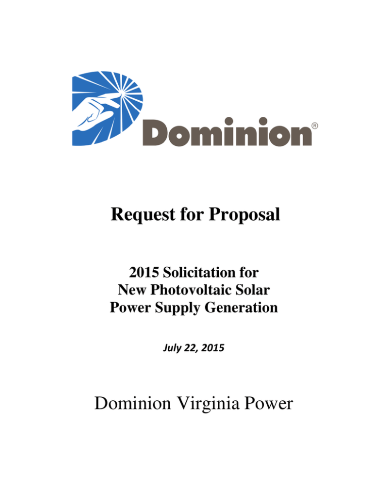 Request For Proposal Dominion Virginia Power