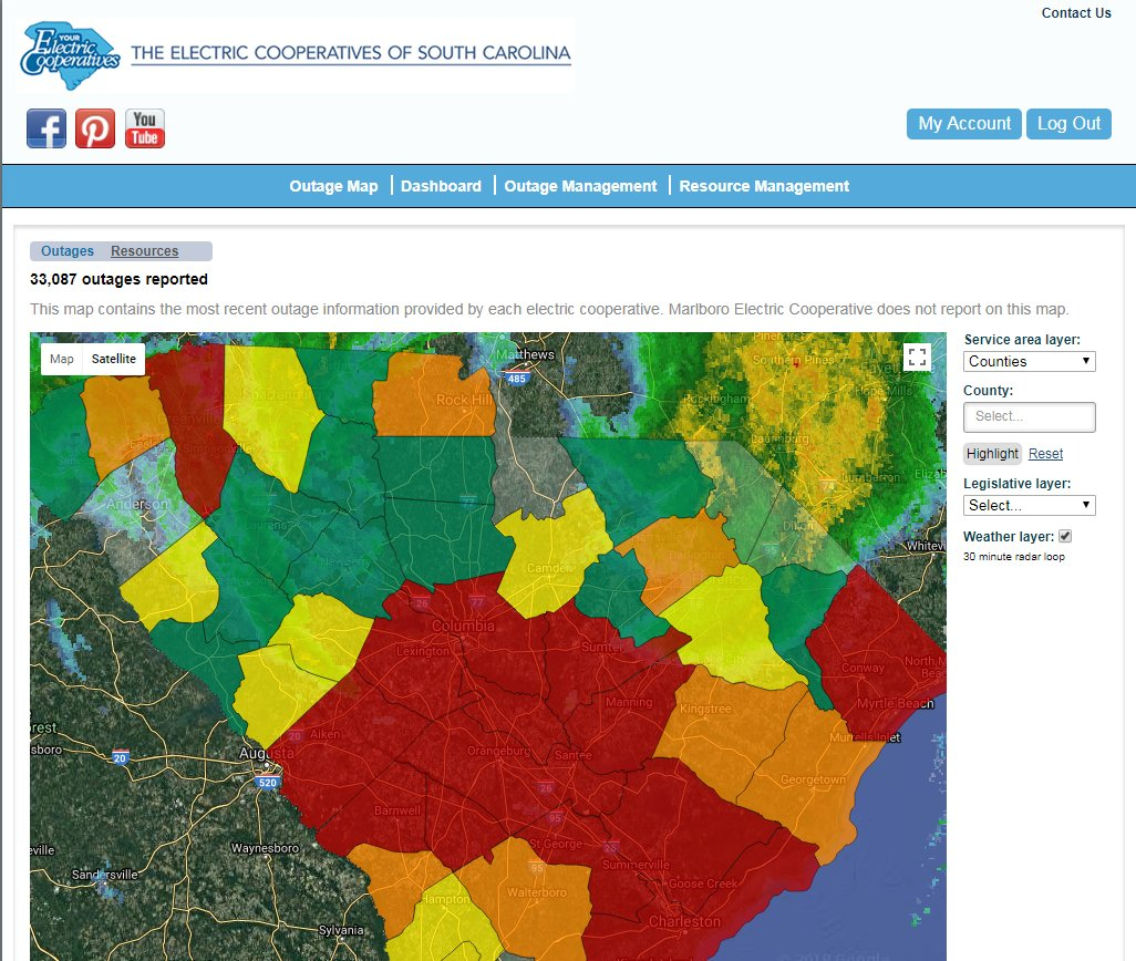 Santee Cooper Power Outage Map Map