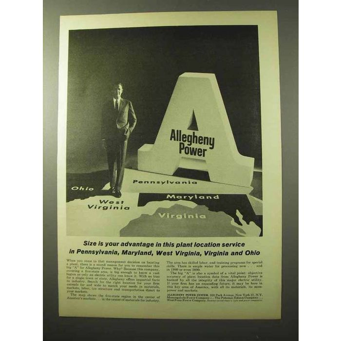 1964 Allegheny Power Ad Size Is Your Advantage On EBid Ireland 