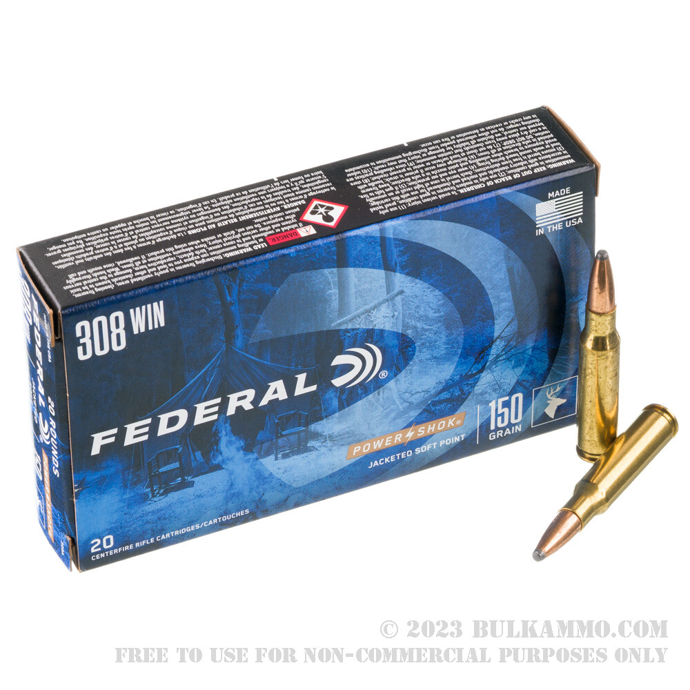 200 Rounds Of Bulk 308 Win Ammo By Federal 150gr SP