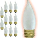 6O Watt Flame Tip Light Bulbs CA10 Frosted Finish Medium E26 Base