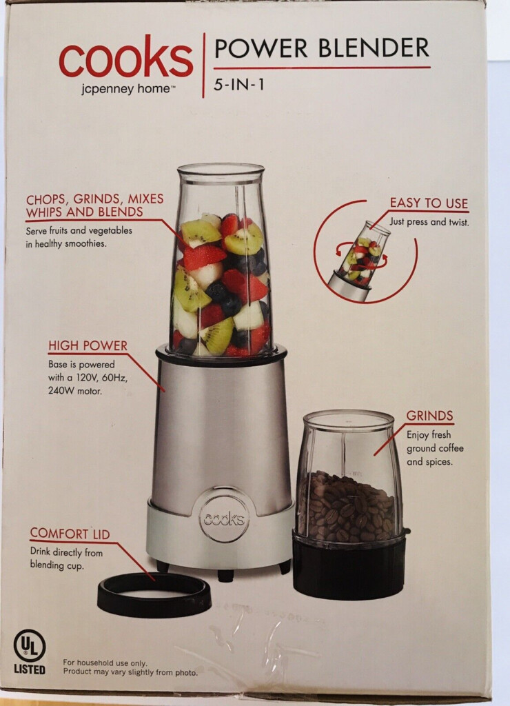 Cooks 5 In 1 Power Blender Stainless Blades Silver New EBay