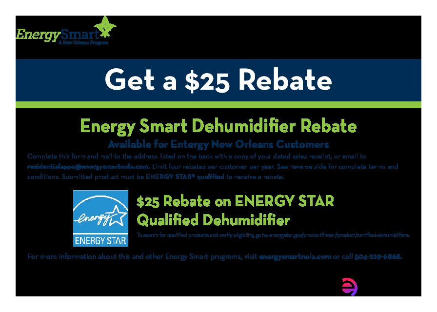 Dehumidifier Rebate Form 2024 Energy Smart NOLA