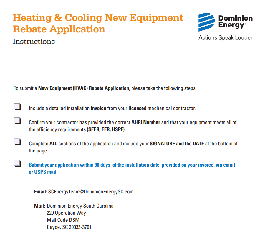 Dominion Energy Rebate Form Download Pdf Printable Rebate Form