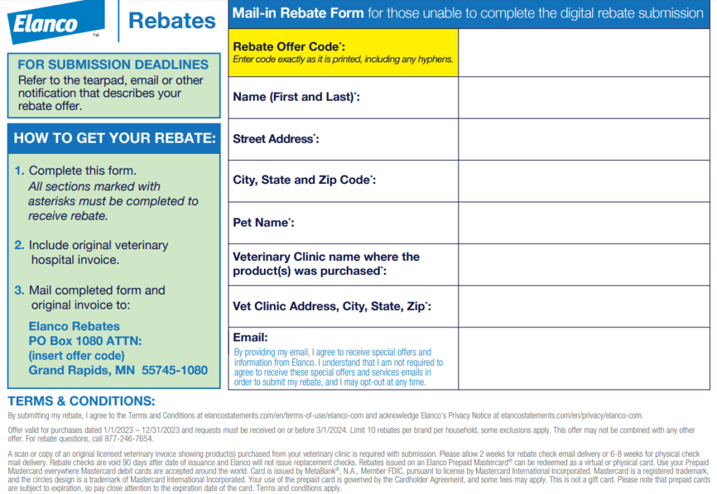 Elanco Mail In Rebate Form 2024 Elanco Rebate