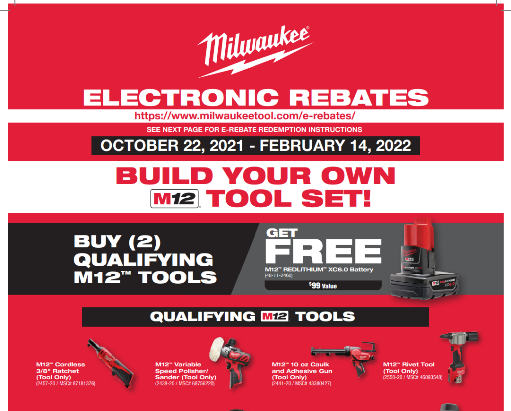 Milwaukee Tool Rebates By Mail Printable Rebate Form