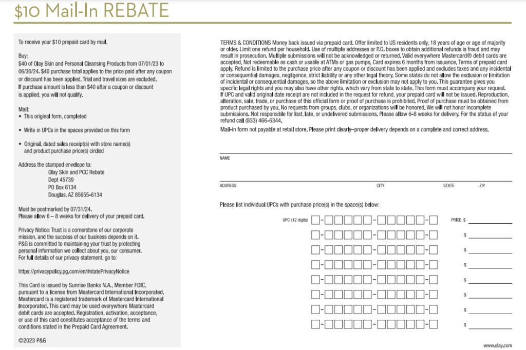 Olay Rebate Form 2024 Unleashing The Power Of Savings Printable 