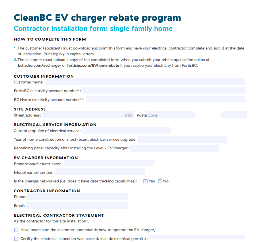 Ontario Ev Charger Rebate Form By State Printable Rebate Form