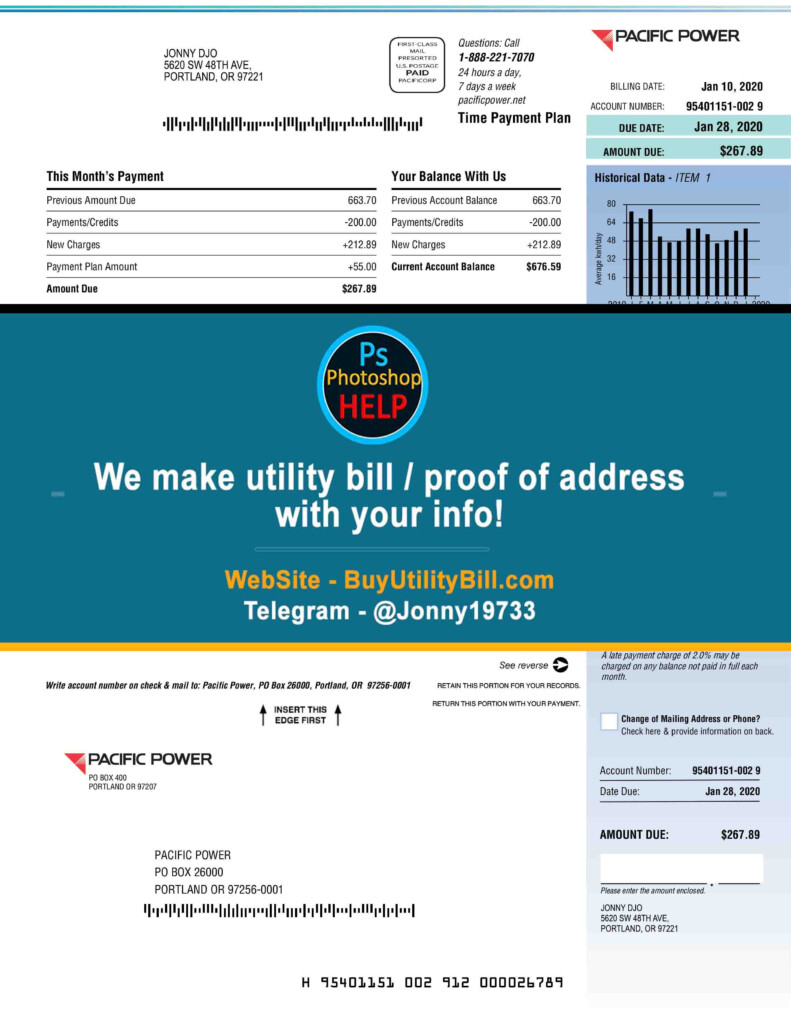 Original Utility Bill Pacific Power Oregon