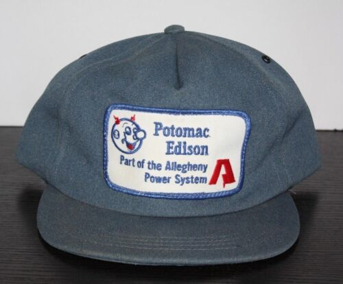 Vintage POTOMAC EDISON ALLEGHENY POWER Hat Patch Blue Snapback 