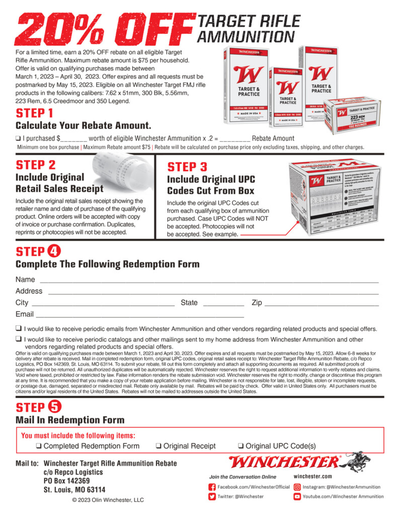 Winchester Rebate Form SMKW